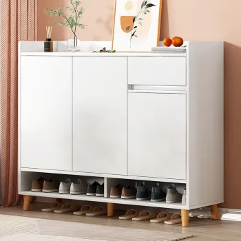 Pantofar tip dulap pentru hol, design minimalist, alb/gri imagine