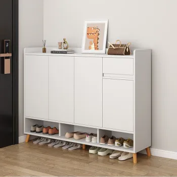 Pantofar tip dulap pentru hol, design minimalist, alb/gri imagine