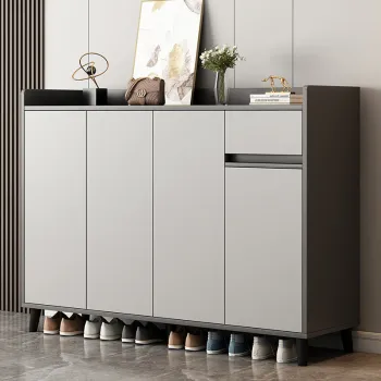 Pantofar tip dulap pentru hol, design minimalist, alb/gri imagine