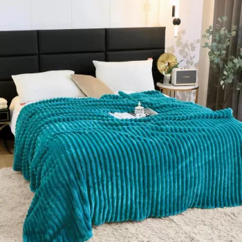 Patura catifelata Cocolino cu Dungi, Model Uni, 200 x 230cm imagine