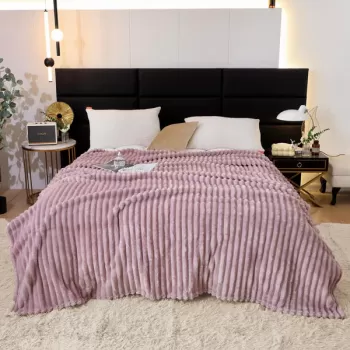 Patura catifelata Cocolino cu Dungi, Model Uni, 200 x 230cm imagine