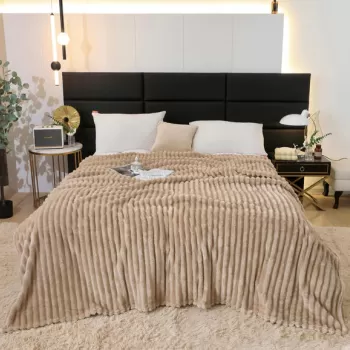 Patura catifelata Cocolino cu Dungi, Model Uni, 200 x 230cm imagine