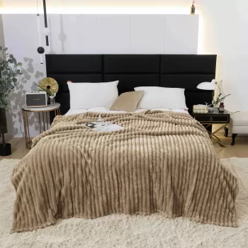 Patura catifelata Cocolino cu Dungi, Model Uni, 200 x 230cm imagine