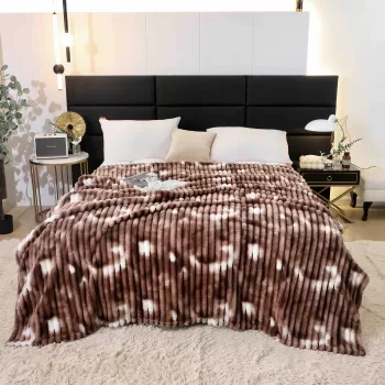 Patura catifelata Cocolino cu Dungi, Model Uni, 200 x 230cm imagine