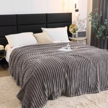 Patura catifelata Cocolino cu Dungi, Model Uni, 200 x 230cm imagine