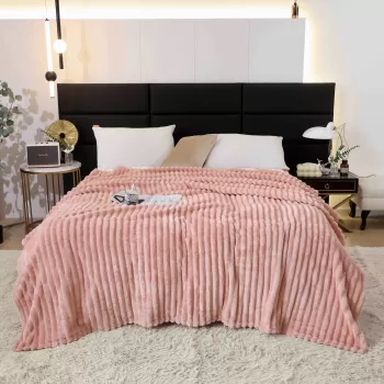 Patura catifelata Cocolino cu Dungi, Model Uni, 200 x 230cm imagine
