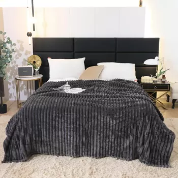 Patura catifelata Cocolino cu Dungi, Model Uni, 200 x 230cm imagine