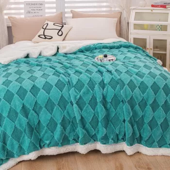 Patura Cocolino cu Blanita de Iepure si Catifea Teddy, 200x230cm, cu blanita pe spate imagine