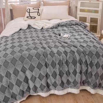 Patura Cocolino cu Blanita de Iepure si Catifea Teddy, 200x230cm, cu blanita pe spate imagine