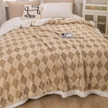 Patura Cocolino cu Blanita de Iepure si Catifea Teddy, 200x230cm, cu blanita pe spate imagine