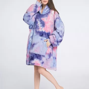 Patura-hanorac cu gluga, confortabila, calduroasa si pufoasa Huggle Hoodie imagine