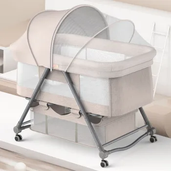 Patut Bebe Multifunctional - Portabil, Pliabil, cu Roti, cu Saltea,  Nou-Nascuti imagine