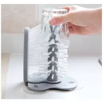 Perie dubla pentru spalat pahare, fixare cu ventuza imagine