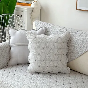 Perna decorativa din bumbac cu husa detasabila, 45 x 45 x 10 cm, imagine