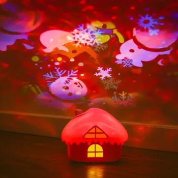 Proiector Craciun tip Casuta cu 5 Diapozitive Interschimbabile, USB imagine