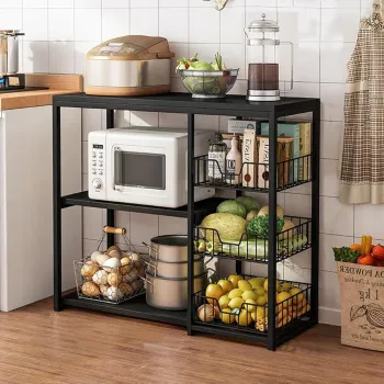 Raft de bucatarie, suport pentru cuptorul cu microunde, cosuri de sarma, 80cm/120cm imagine