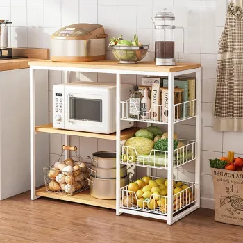 Raft de bucatarie, suport pentru cuptorul cu microunde, cosuri de sarma, 80cm/120cm imagine