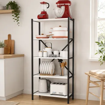 Raft Metalic de Bucatarie cu 5 Polite, PAL 18 mm, 66 x 35 x 158 cm imagine