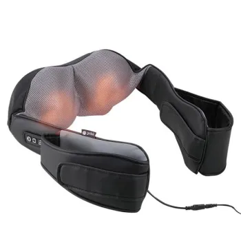 RESIGILAT - Aparat de masaj cervical, cu incalzire, infrarosu si bile, pentru umeri si gat, 24W, piele imagine