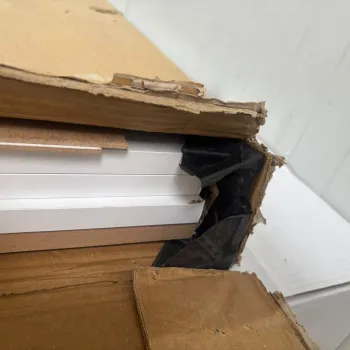 RESIGILAT -- Dulap multifunctional 120x43,4x89 cm, cu 4 usi si sertare, pentru bucatarie, camara sau colt de cafea, alb Alb cu blat stejar . Acceptabil #001 imagine