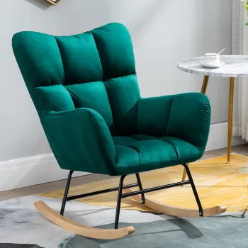 RESIGILAT - Fotoliu balansoar cu material catifelat si cadru metalic imagine