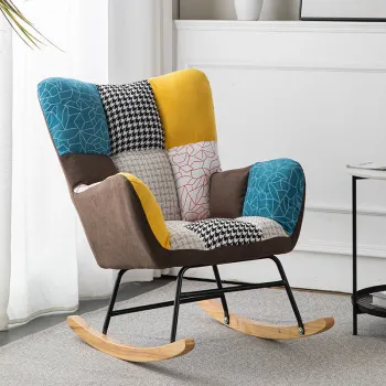 RESIGILAT - Fotoliu balansoar cu material catifelat si cadru metalic imagine