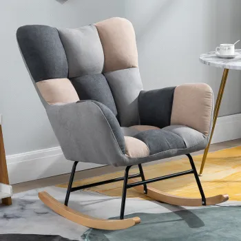 RESIGILAT - Fotoliu balansoar cu material catifelat si cadru metalic imagine