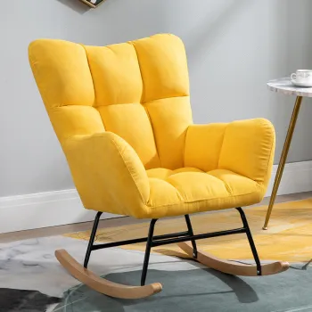 RESIGILAT - Fotoliu balansoar cu material catifelat si cadru metalic imagine