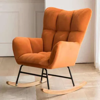 RESIGILAT - Fotoliu balansoar cu material catifelat si cadru metalic imagine