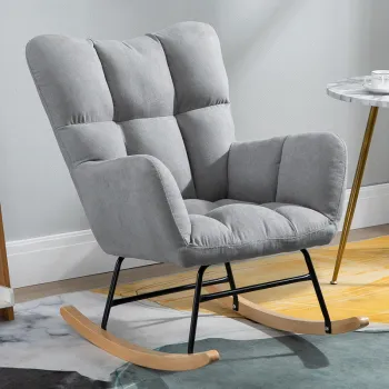 RESIGILAT - Fotoliu balansoar cu material catifelat si cadru metalic imagine