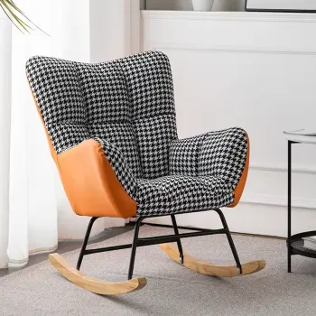 RESIGILAT - Fotoliu balansoar cu material catifelat si cadru metalic imagine