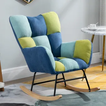 RESIGILAT - Fotoliu balansoar cu material catifelat si cadru metalic imagine