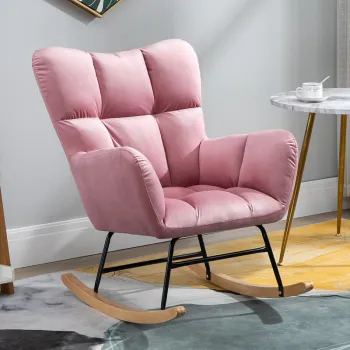 RESIGILAT - Fotoliu balansoar cu material catifelat si cadru metalic imagine