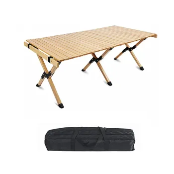 RESIGILAT - Masa pliabila din lemn, portabila, pentru camping 120 x 60 cm imagine