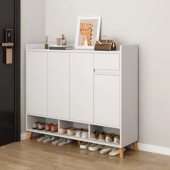 RESIGILAT - Pantofar tip dulap pentru hol, design minimalist, alb/gri imagine