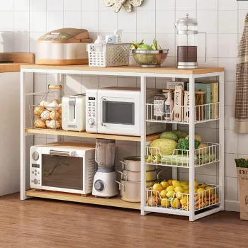 RESIGILAT - Raft de bucatarie, suport pentru cuptorul cu microunde, cosuri de sarma, 80cm/120cm imagine