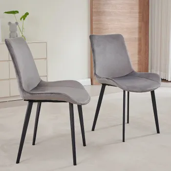 RESIGILAT - Scaun de dining din catifea, design nordic, aspect minimalist imagine