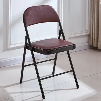 RESIGILAT - Scaun pliabil tapitat piele ecologica/material textil, cadru metalic 42x42x78 cm imagine