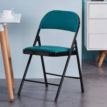 RESIGILAT - Scaun pliabil tapitat piele ecologica/material textil, cadru metalic 42x42x78 cm imagine