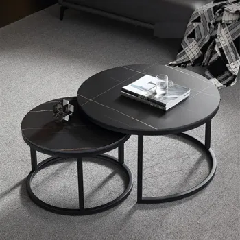 RESIGILAT - Set 2 masute de cafea rotunde din piatra sinterizata imagine