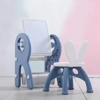 RESIGILAT - Set masa si scaun pentru copii, interactiva 2 in 1 cu tabla de scris si masa lego, cu 2 carioci si jucarii lego incluse imagine