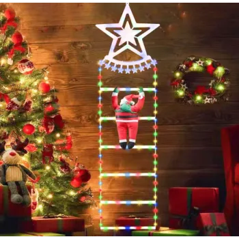 Scara decorativa Mos Craciun cu LED multicolor IP65 pentru interior si exterior 160 x 25 cm imagine