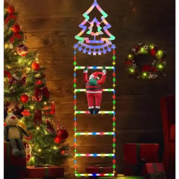 Scara decorativa Mos Craciun cu LED multicolor IP65 pentru interior si exterior 160 x 25 cm imagine