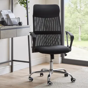 Scaun de birou ergonomic, mesh, inaltime reglabila, mecanism tilt, Negru imagine