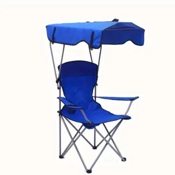 Scaun de plaja pliabil cu copertina solara 124 x 75 x 50 cm imagine