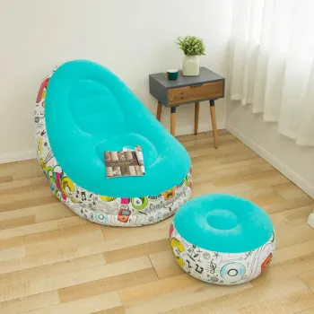 Scaun gonflabil graffiti cu taburet 116 x 96 x 83 cm imagine