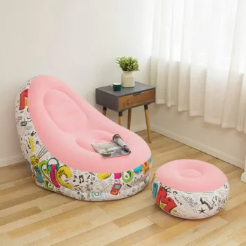 Scaun gonflabil graffiti cu taburet 116 x 96 x 83 cm imagine