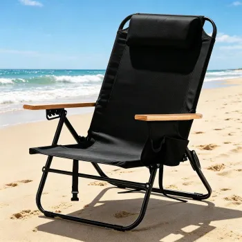 Scaun pliabil reglabil pentru camping - spatar inalt, suport cap, structura rezistenta imagine