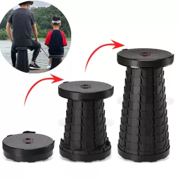 Scaun rotund portabil, retractabil, extensibil cu pliere telescopica pentru camping imagine
