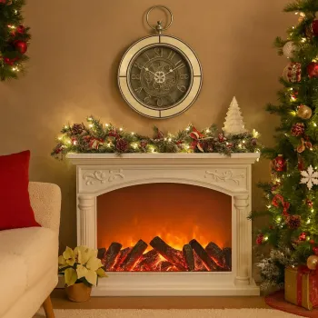 Semineu decorativ cu efect de flacara LED, 55x40x13 cm imagine